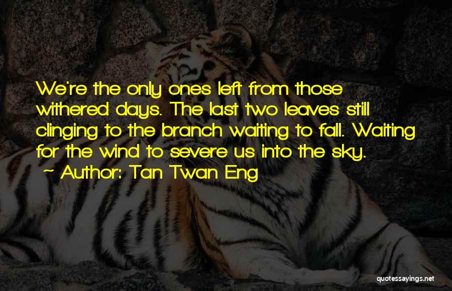 Tan Twan Eng Quotes: We're The Only Ones Left From Those Withered Days. The Last Two Leaves Still Clinging To The Branch Waiting To