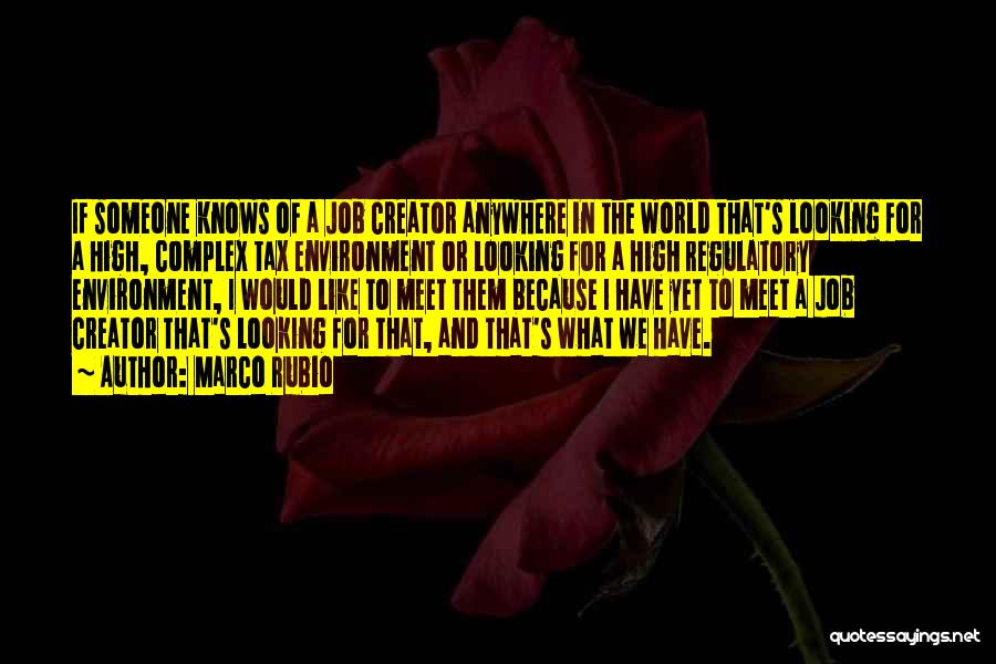 Marco Rubio Quotes: If Someone Knows Of A Job Creator Anywhere In The World That's Looking For A High, Complex Tax Environment Or