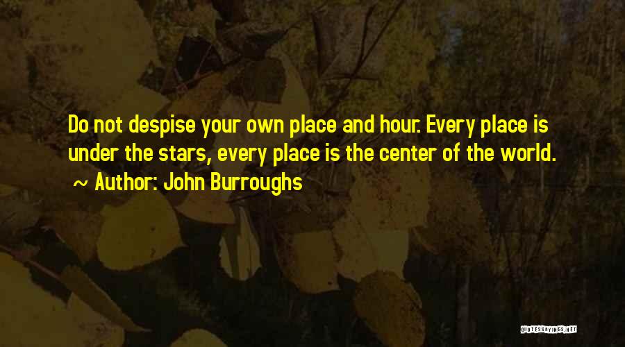 John Burroughs Quotes: Do Not Despise Your Own Place And Hour. Every Place Is Under The Stars, Every Place Is The Center Of