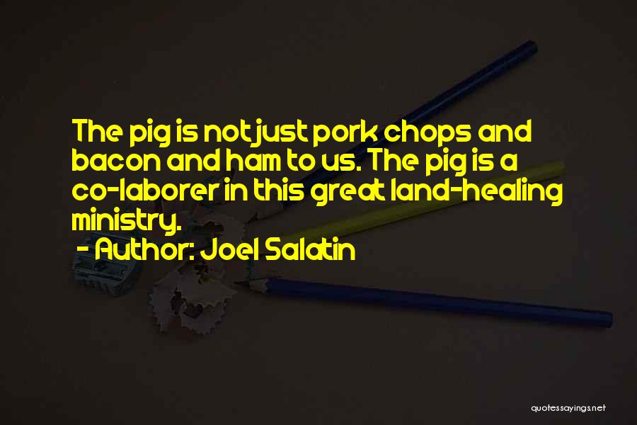 Joel Salatin Quotes: The Pig Is Not Just Pork Chops And Bacon And Ham To Us. The Pig Is A Co-laborer In This