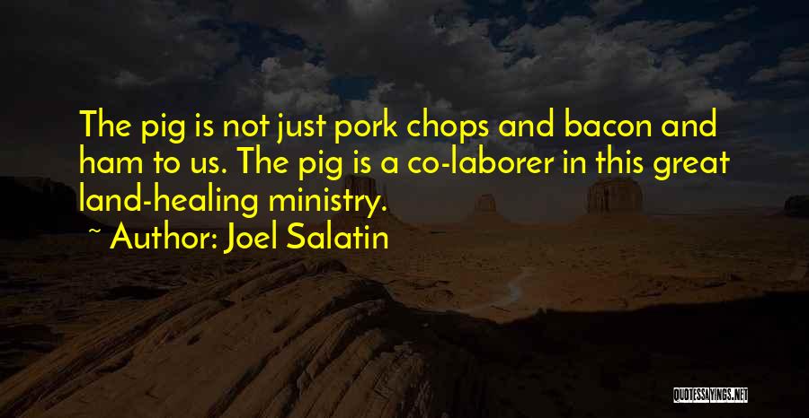 Joel Salatin Quotes: The Pig Is Not Just Pork Chops And Bacon And Ham To Us. The Pig Is A Co-laborer In This