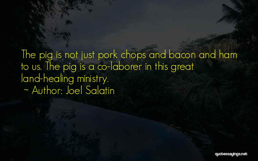 Joel Salatin Quotes: The Pig Is Not Just Pork Chops And Bacon And Ham To Us. The Pig Is A Co-laborer In This
