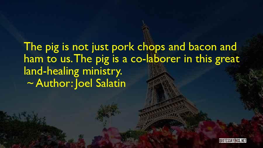 Joel Salatin Quotes: The Pig Is Not Just Pork Chops And Bacon And Ham To Us. The Pig Is A Co-laborer In This
