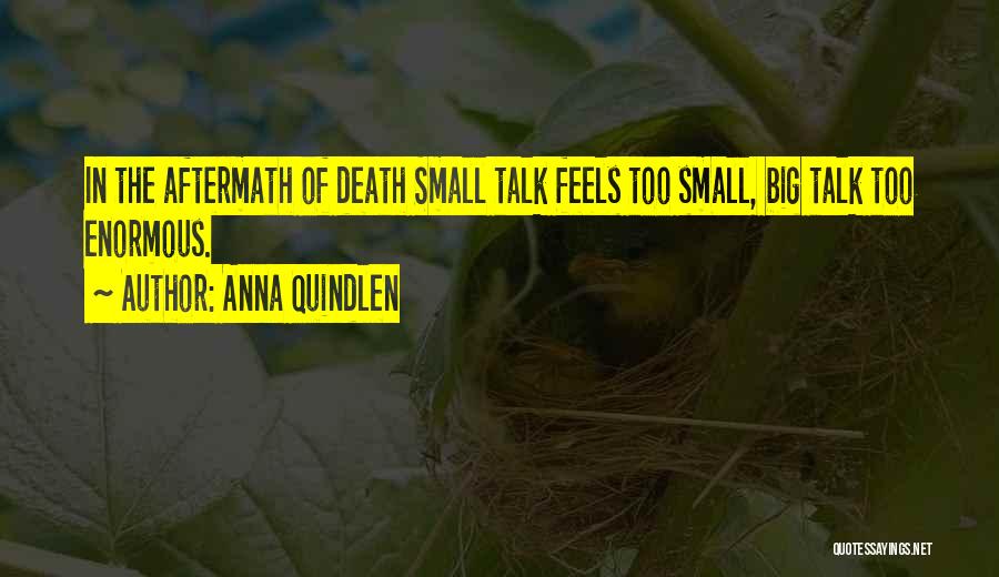 Anna Quindlen Quotes: In The Aftermath Of Death Small Talk Feels Too Small, Big Talk Too Enormous.