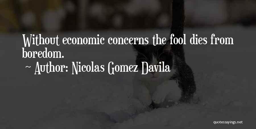 Nicolas Gomez Davila Quotes: Without Economic Concerns The Fool Dies From Boredom.