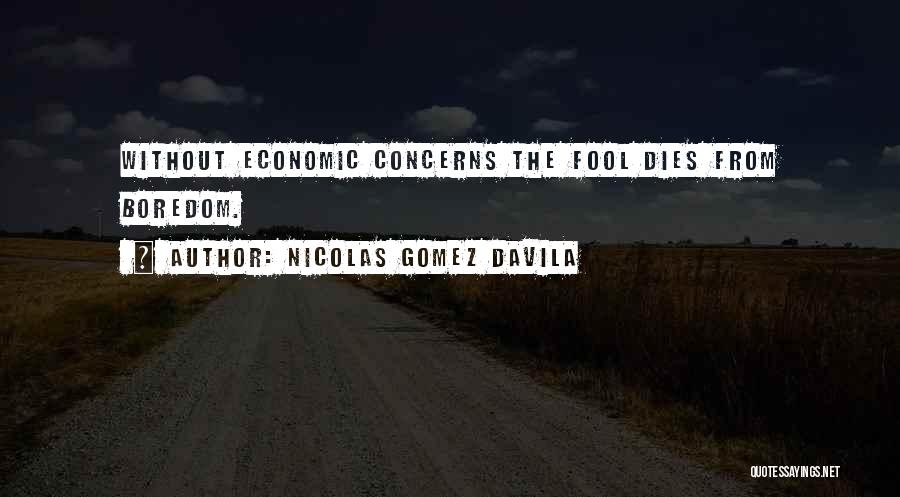 Nicolas Gomez Davila Quotes: Without Economic Concerns The Fool Dies From Boredom.