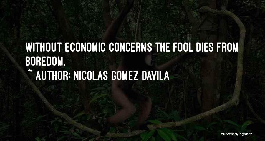 Nicolas Gomez Davila Quotes: Without Economic Concerns The Fool Dies From Boredom.