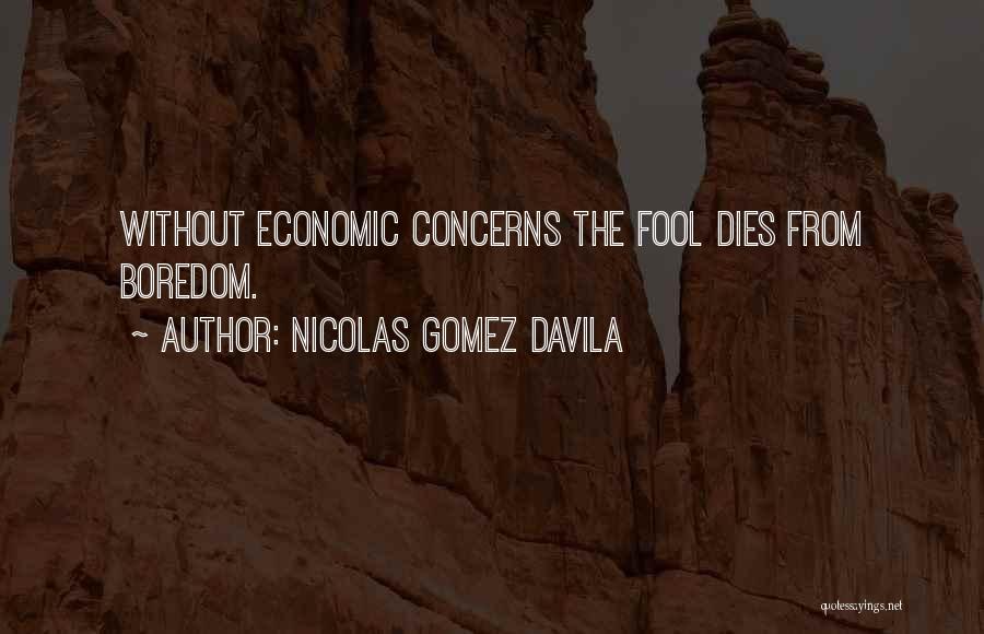 Nicolas Gomez Davila Quotes: Without Economic Concerns The Fool Dies From Boredom.