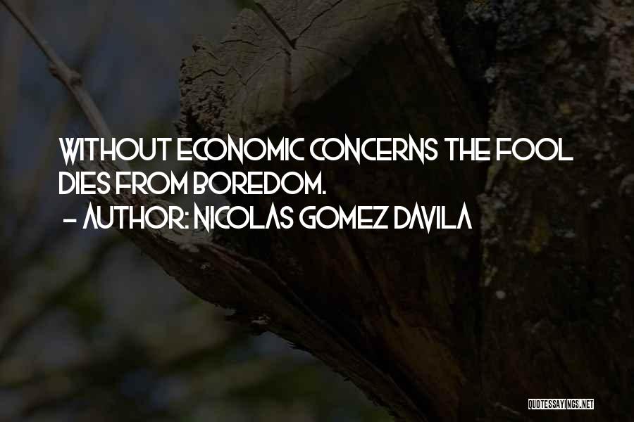Nicolas Gomez Davila Quotes: Without Economic Concerns The Fool Dies From Boredom.
