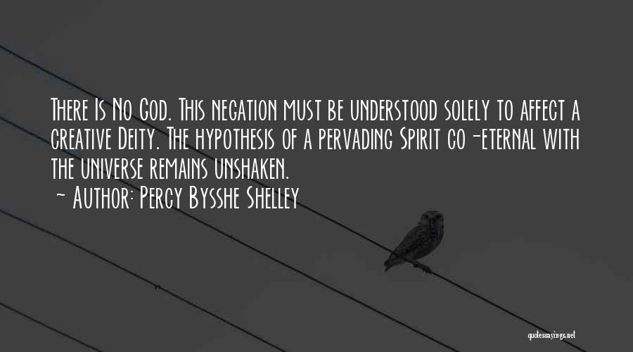 Percy Bysshe Shelley Quotes: There Is No God. This Negation Must Be Understood Solely To Affect A Creative Deity. The Hypothesis Of A Pervading