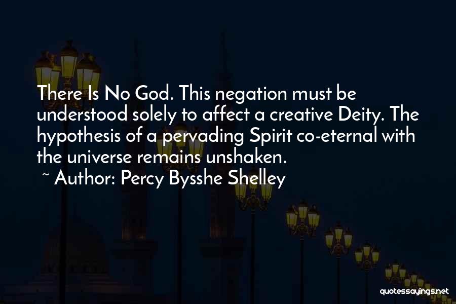 Percy Bysshe Shelley Quotes: There Is No God. This Negation Must Be Understood Solely To Affect A Creative Deity. The Hypothesis Of A Pervading