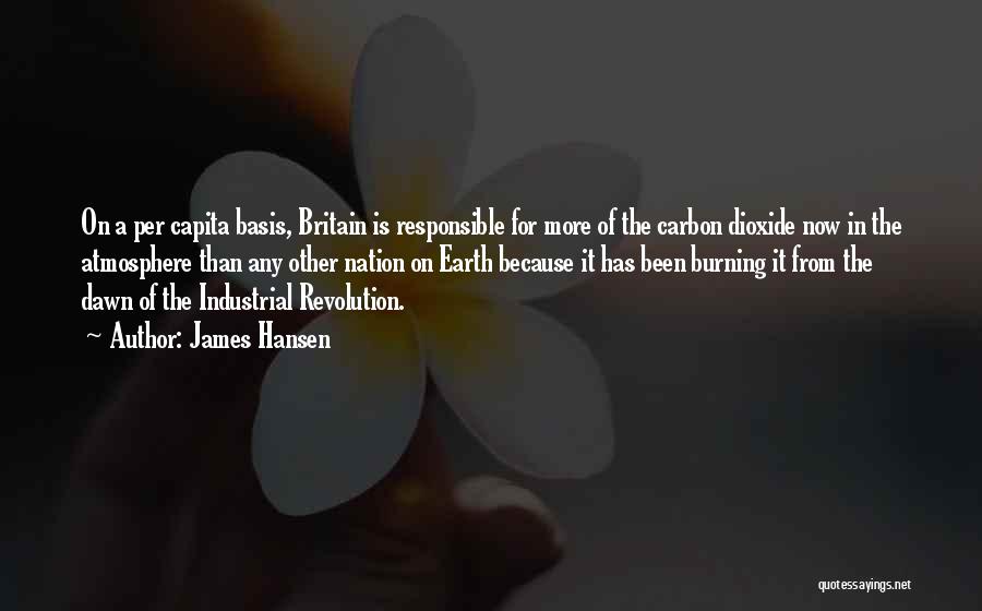 James Hansen Quotes: On A Per Capita Basis, Britain Is Responsible For More Of The Carbon Dioxide Now In The Atmosphere Than Any