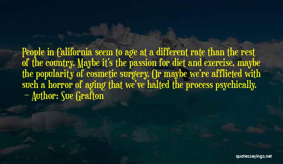 Sue Grafton Quotes: People In California Seem To Age At A Different Rate Than The Rest Of The Country. Maybe It's The Passion