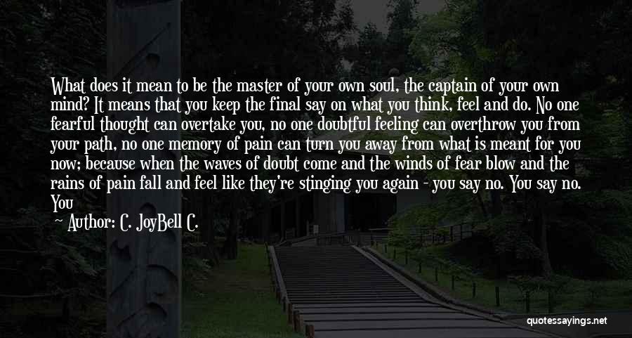 C. JoyBell C. Quotes: What Does It Mean To Be The Master Of Your Own Soul, The Captain Of Your Own Mind? It Means