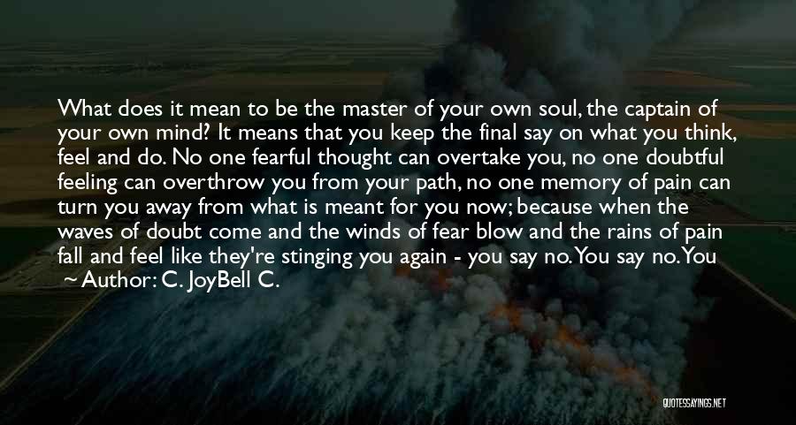 C. JoyBell C. Quotes: What Does It Mean To Be The Master Of Your Own Soul, The Captain Of Your Own Mind? It Means