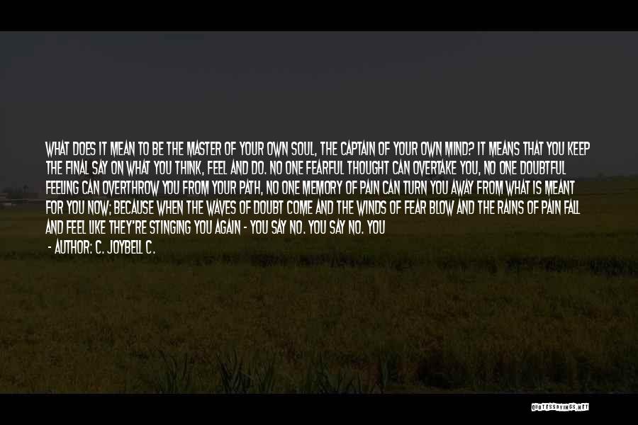 C. JoyBell C. Quotes: What Does It Mean To Be The Master Of Your Own Soul, The Captain Of Your Own Mind? It Means