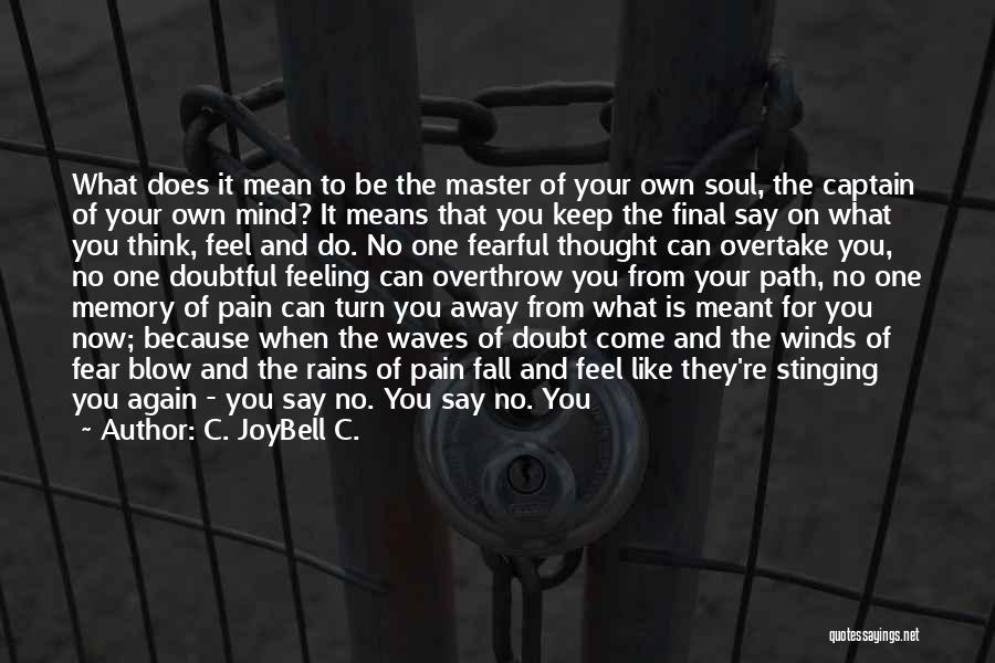 C. JoyBell C. Quotes: What Does It Mean To Be The Master Of Your Own Soul, The Captain Of Your Own Mind? It Means