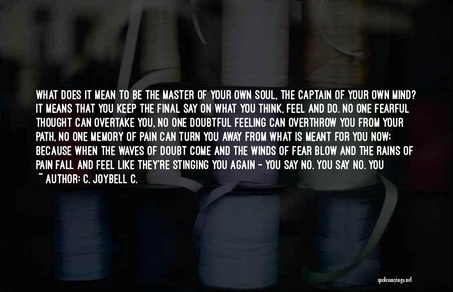 C. JoyBell C. Quotes: What Does It Mean To Be The Master Of Your Own Soul, The Captain Of Your Own Mind? It Means