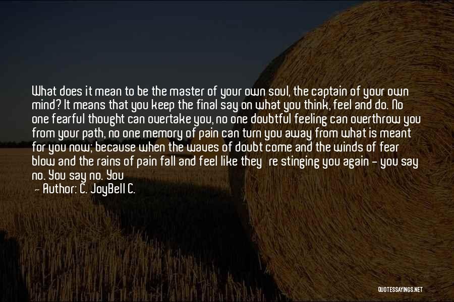 C. JoyBell C. Quotes: What Does It Mean To Be The Master Of Your Own Soul, The Captain Of Your Own Mind? It Means