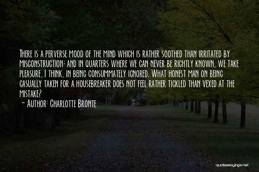 Charlotte Bronte Quotes: There Is A Perverse Mood Of The Mind Which Is Rather Soothed Than Irritated By Misconstruction; And In Quarters Where