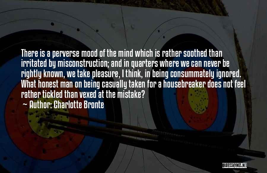 Charlotte Bronte Quotes: There Is A Perverse Mood Of The Mind Which Is Rather Soothed Than Irritated By Misconstruction; And In Quarters Where