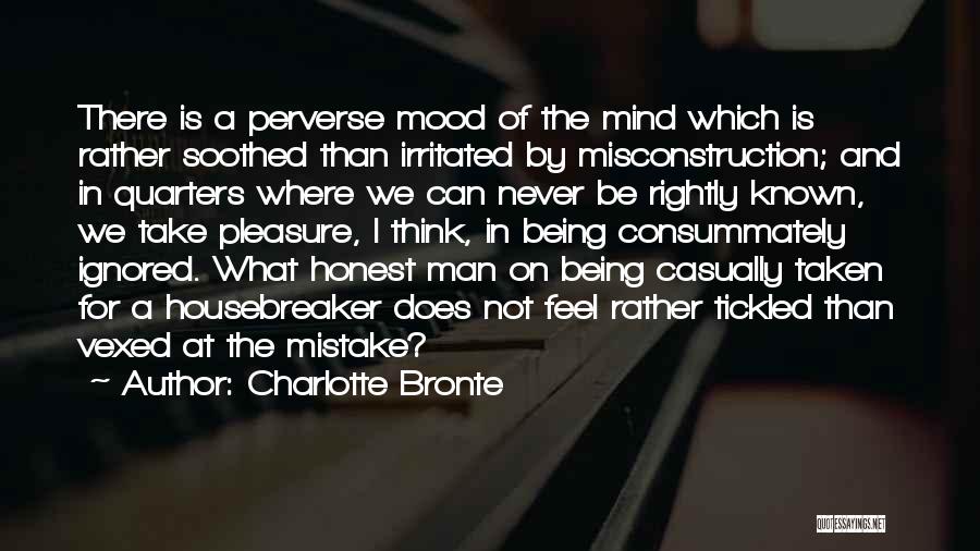 Charlotte Bronte Quotes: There Is A Perverse Mood Of The Mind Which Is Rather Soothed Than Irritated By Misconstruction; And In Quarters Where