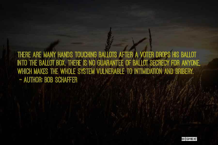 Bob Schaffer Quotes: There Are Many Hands Touching Ballots After A Voter Drops His Ballot Into The Ballot Box. There Is No Guarantee