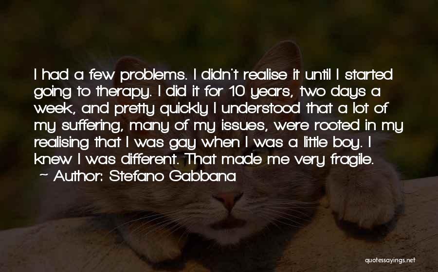 Stefano Gabbana Quotes: I Had A Few Problems. I Didn't Realise It Until I Started Going To Therapy. I Did It For 10