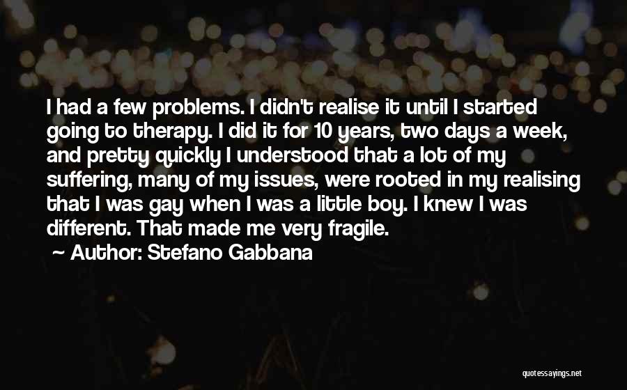 Stefano Gabbana Quotes: I Had A Few Problems. I Didn't Realise It Until I Started Going To Therapy. I Did It For 10