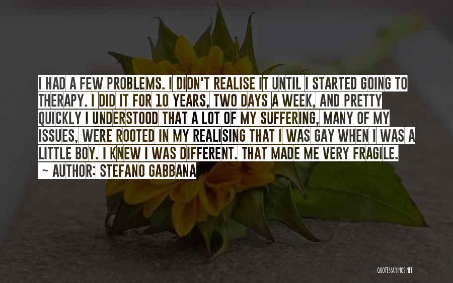 Stefano Gabbana Quotes: I Had A Few Problems. I Didn't Realise It Until I Started Going To Therapy. I Did It For 10
