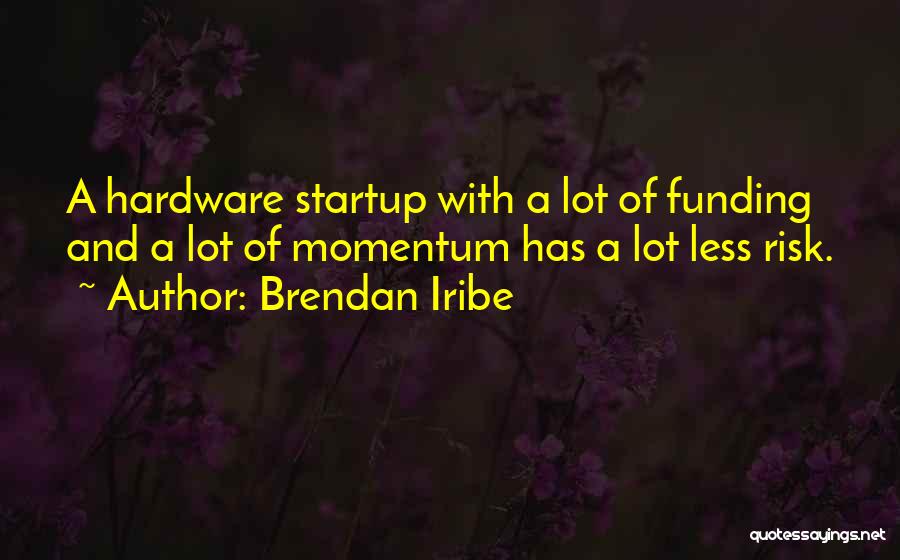 Brendan Iribe Quotes: A Hardware Startup With A Lot Of Funding And A Lot Of Momentum Has A Lot Less Risk.
