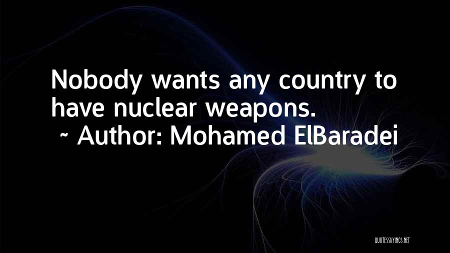 Mohamed ElBaradei Quotes: Nobody Wants Any Country To Have Nuclear Weapons.