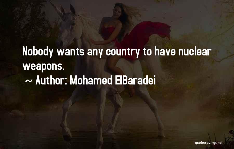 Mohamed ElBaradei Quotes: Nobody Wants Any Country To Have Nuclear Weapons.