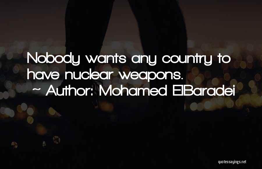 Mohamed ElBaradei Quotes: Nobody Wants Any Country To Have Nuclear Weapons.