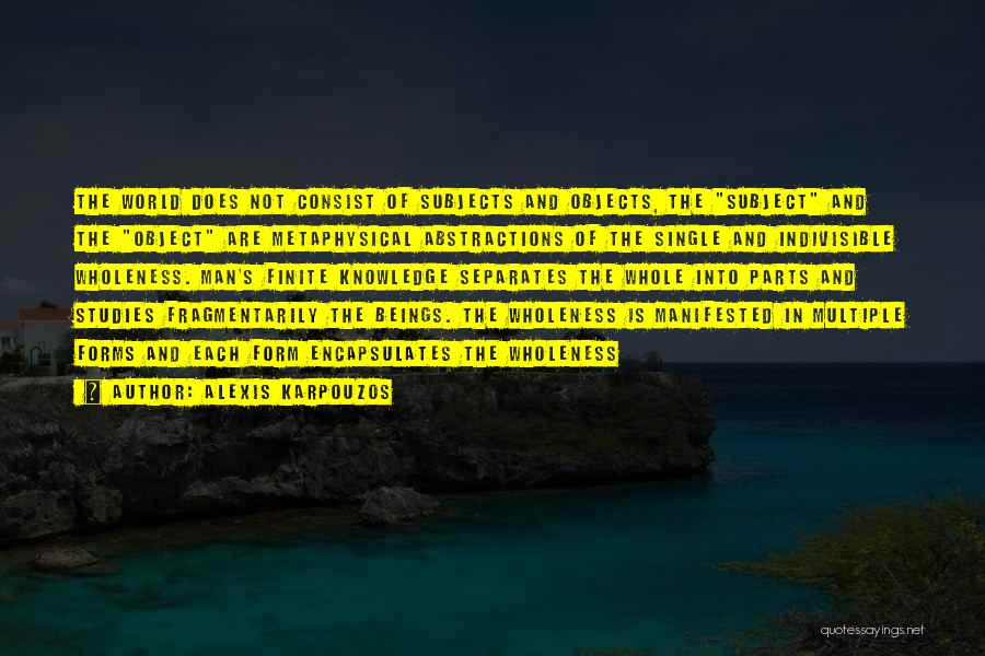 Alexis Karpouzos Quotes: The World Does Not Consist Of Subjects And Objects, The Subject And The Object Are Metaphysical Abstractions Of The Single