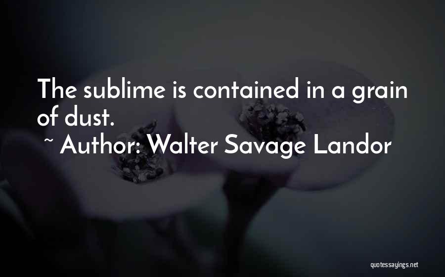 Walter Savage Landor Quotes: The Sublime Is Contained In A Grain Of Dust.