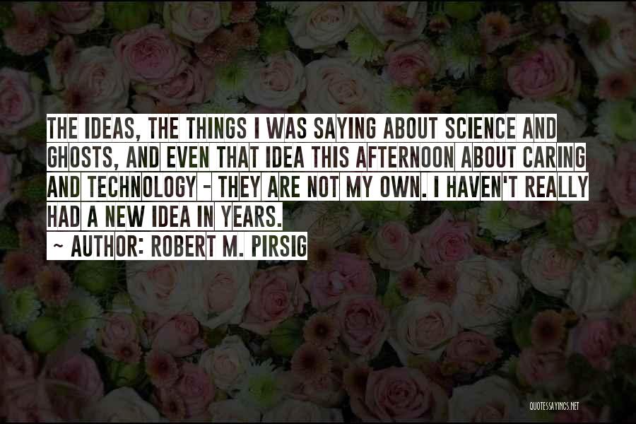 Robert M. Pirsig Quotes: The Ideas, The Things I Was Saying About Science And Ghosts, And Even That Idea This Afternoon About Caring And