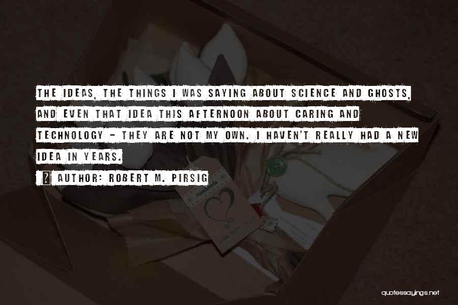 Robert M. Pirsig Quotes: The Ideas, The Things I Was Saying About Science And Ghosts, And Even That Idea This Afternoon About Caring And