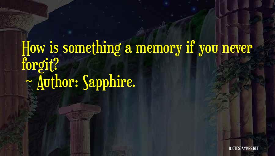 Sapphire. Quotes: How Is Something A Memory If You Never Forgit?