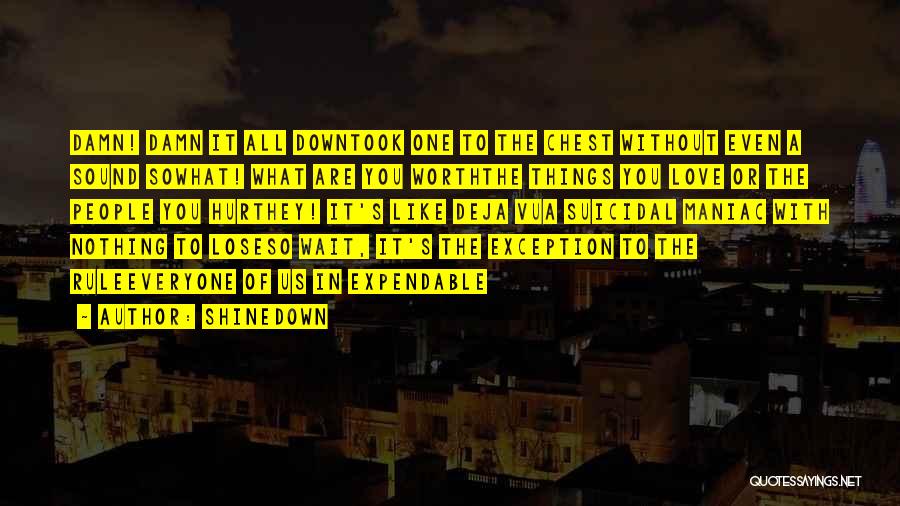 Shinedown Quotes: Damn! Damn It All Downtook One To The Chest Without Even A Sound Sowhat! What Are You Worththe Things You