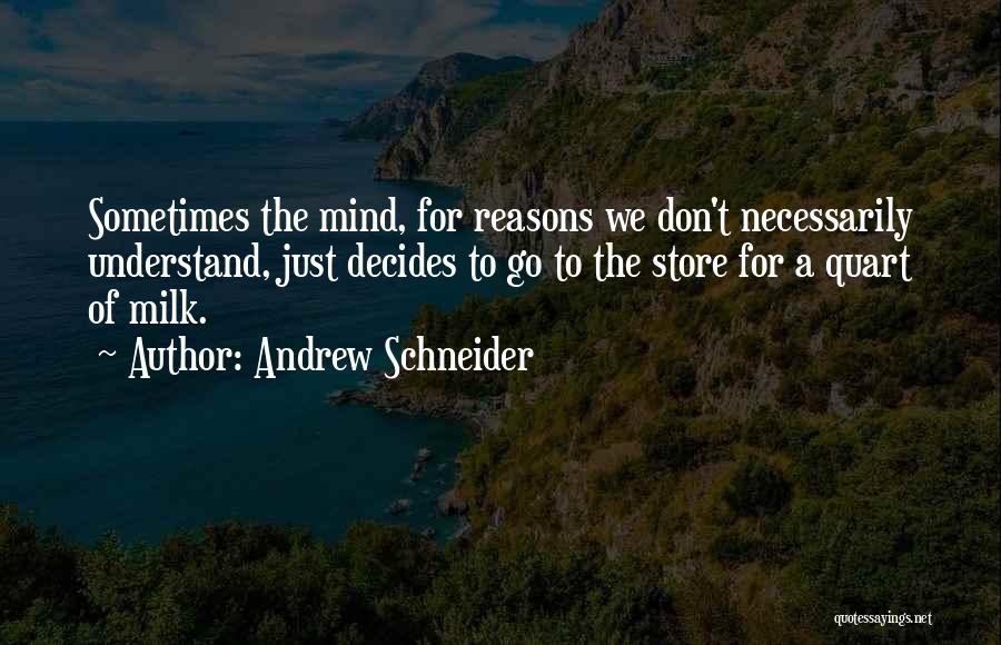 Andrew Schneider Quotes: Sometimes The Mind, For Reasons We Don't Necessarily Understand, Just Decides To Go To The Store For A Quart Of