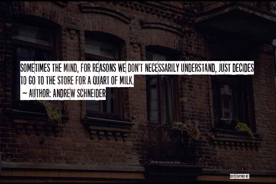 Andrew Schneider Quotes: Sometimes The Mind, For Reasons We Don't Necessarily Understand, Just Decides To Go To The Store For A Quart Of
