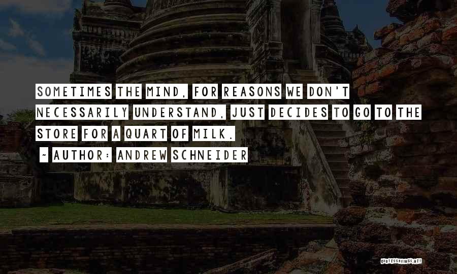 Andrew Schneider Quotes: Sometimes The Mind, For Reasons We Don't Necessarily Understand, Just Decides To Go To The Store For A Quart Of