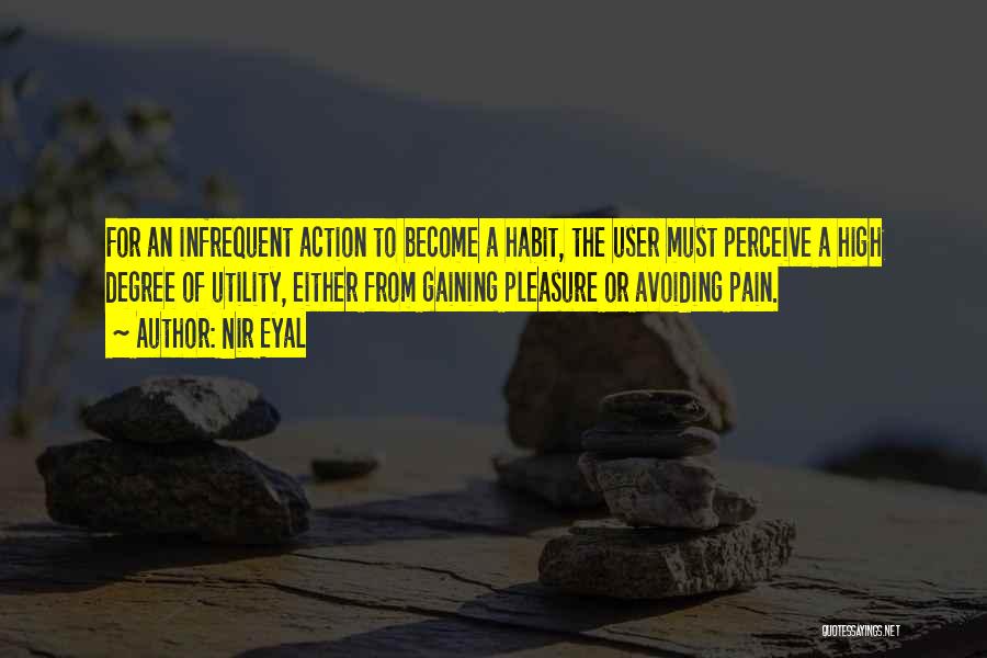 Nir Eyal Quotes: For An Infrequent Action To Become A Habit, The User Must Perceive A High Degree Of Utility, Either From Gaining