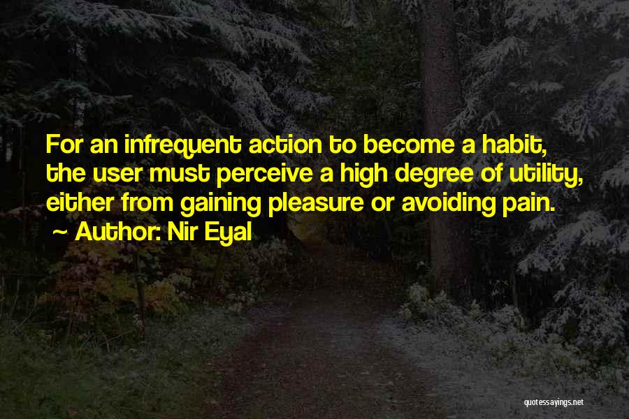 Nir Eyal Quotes: For An Infrequent Action To Become A Habit, The User Must Perceive A High Degree Of Utility, Either From Gaining