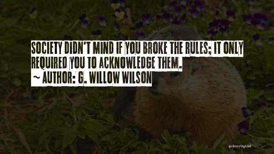 G. Willow Wilson Quotes: Society Didn't Mind If You Broke The Rules; It Only Required You To Acknowledge Them.