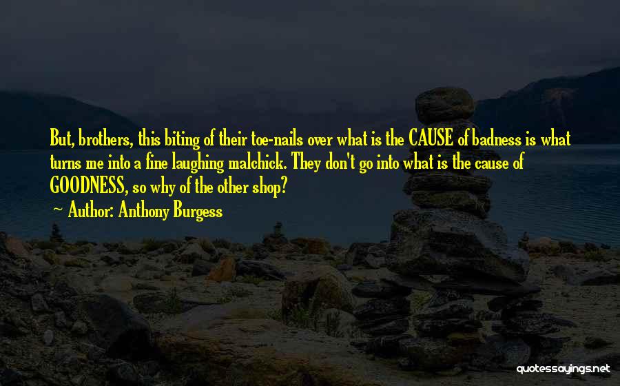 Anthony Burgess Quotes: But, Brothers, This Biting Of Their Toe-nails Over What Is The Cause Of Badness Is What Turns Me Into A