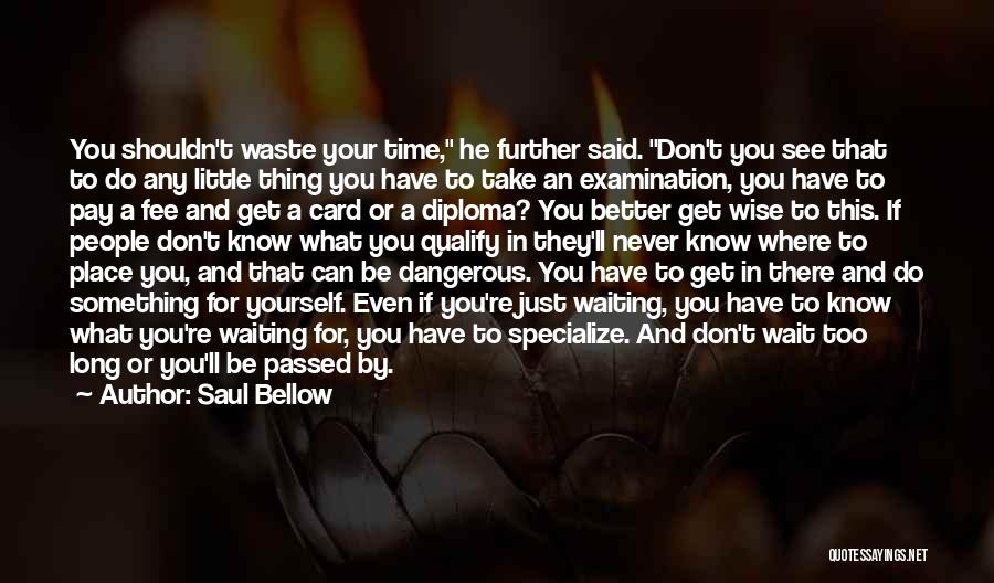 Saul Bellow Quotes: You Shouldn't Waste Your Time, He Further Said. Don't You See That To Do Any Little Thing You Have To