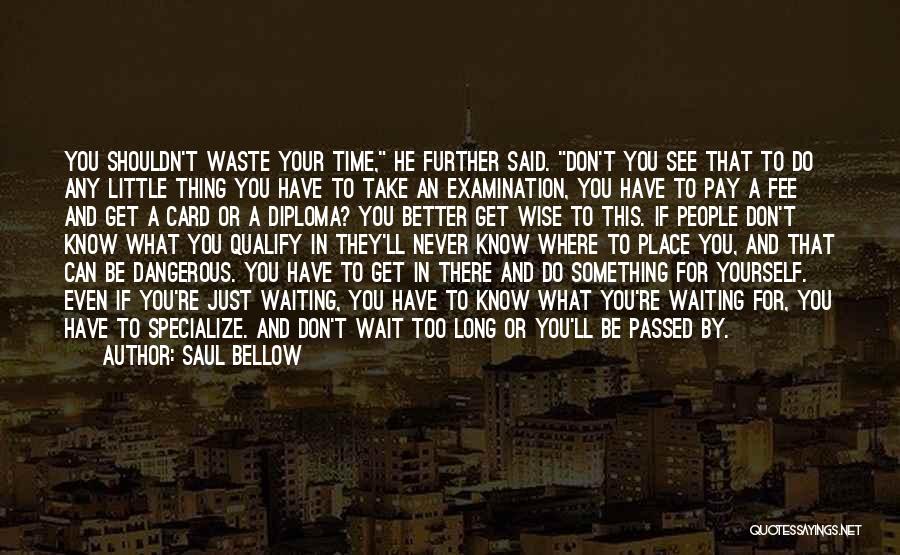 Saul Bellow Quotes: You Shouldn't Waste Your Time, He Further Said. Don't You See That To Do Any Little Thing You Have To