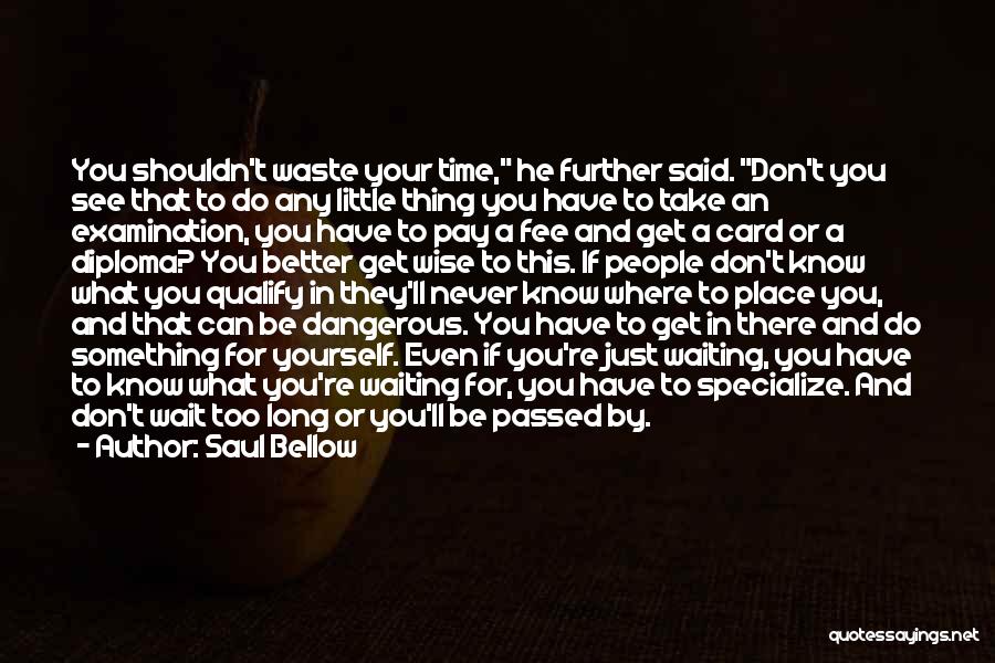 Saul Bellow Quotes: You Shouldn't Waste Your Time, He Further Said. Don't You See That To Do Any Little Thing You Have To